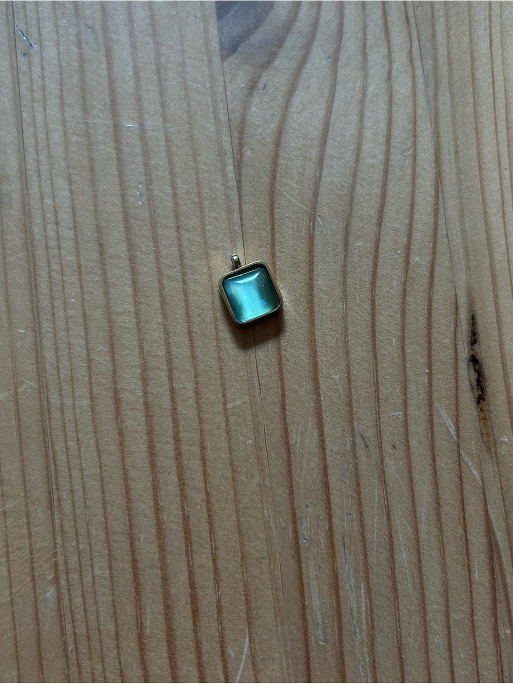 Gold Square Aqua Glass Pendant - Women Jewelry
